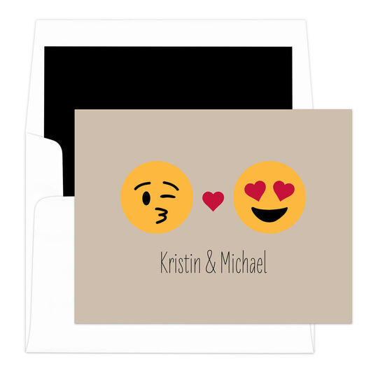 Tan You and Me Emoji Note Cards